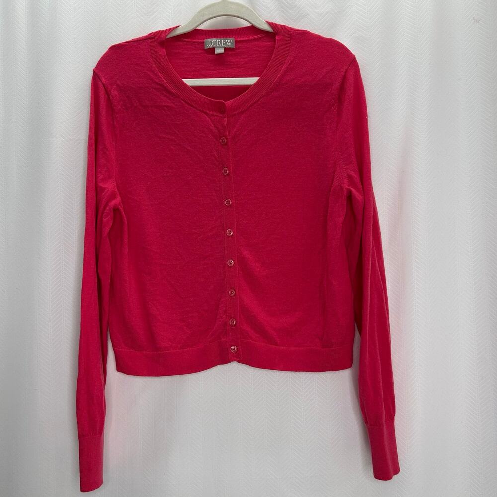 J crew pink wool cardigan button up coquette feminine light